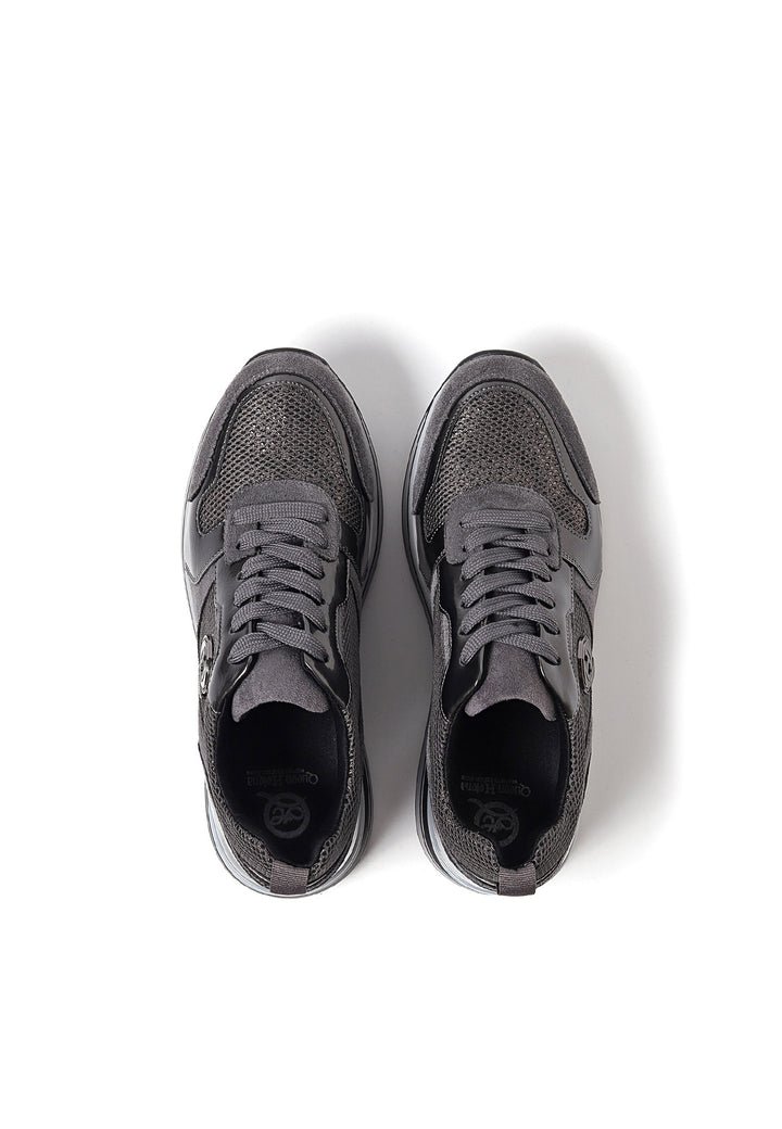sneakers con platform da donna colore grigio con logo laterale