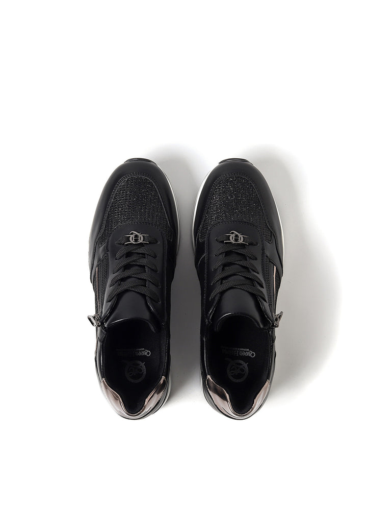 sneakers stringate donna colore nero platform e zip