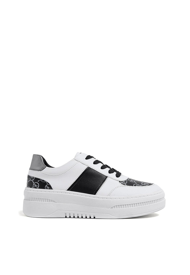 sneakers stringate da donna colore bianco e nero con platform