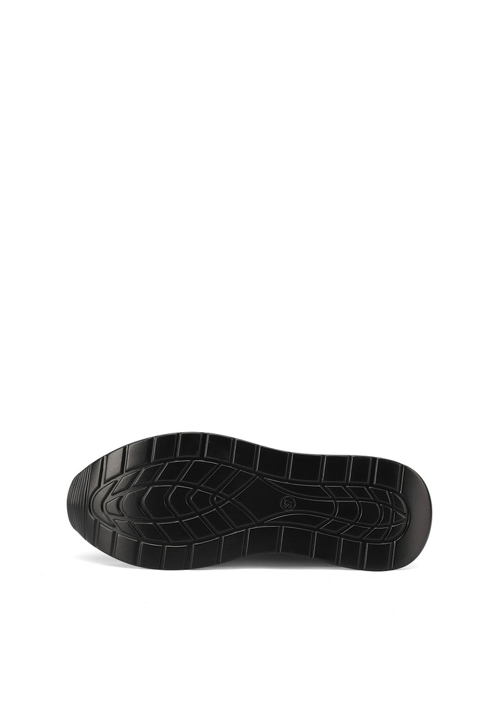 Sneakers in vera pelle stringate con suola alta colore nero