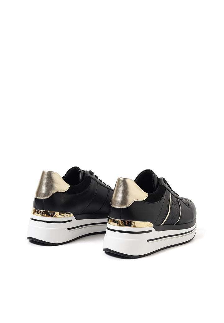 sneakers stringate da donna colore nero con platform