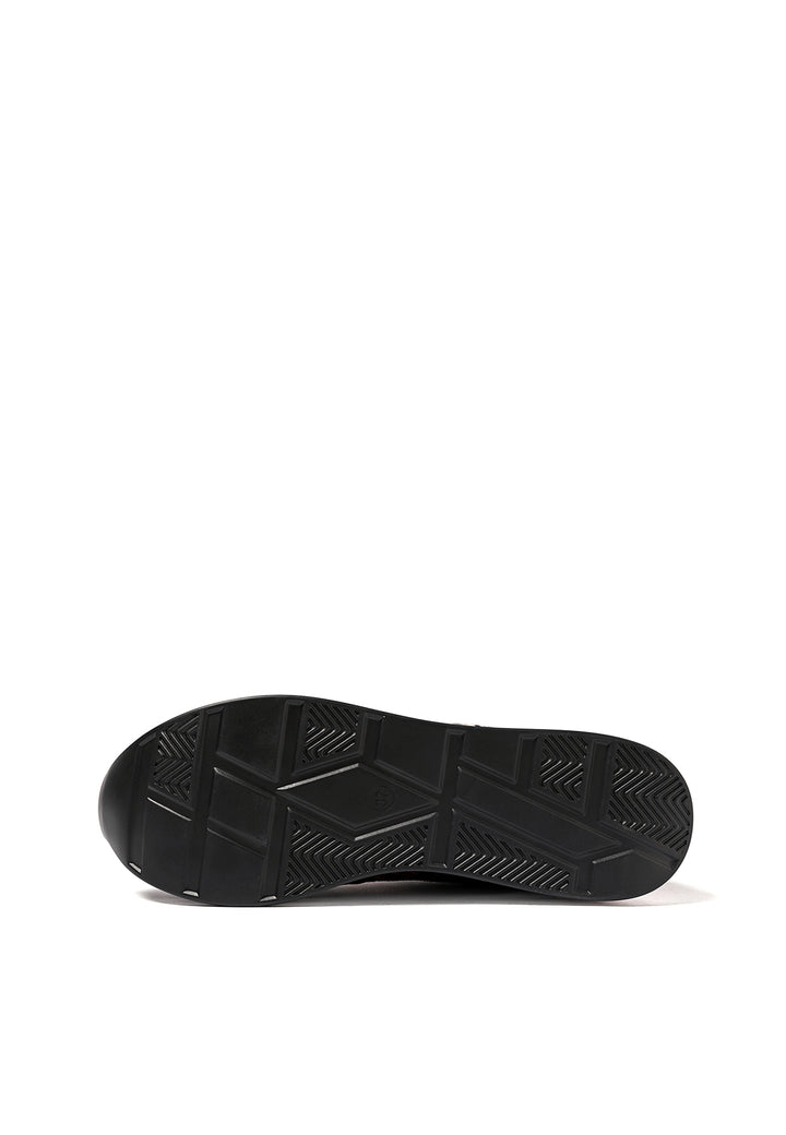 sneakers stringate da donna colore nero con dettaglio leopardato con platform