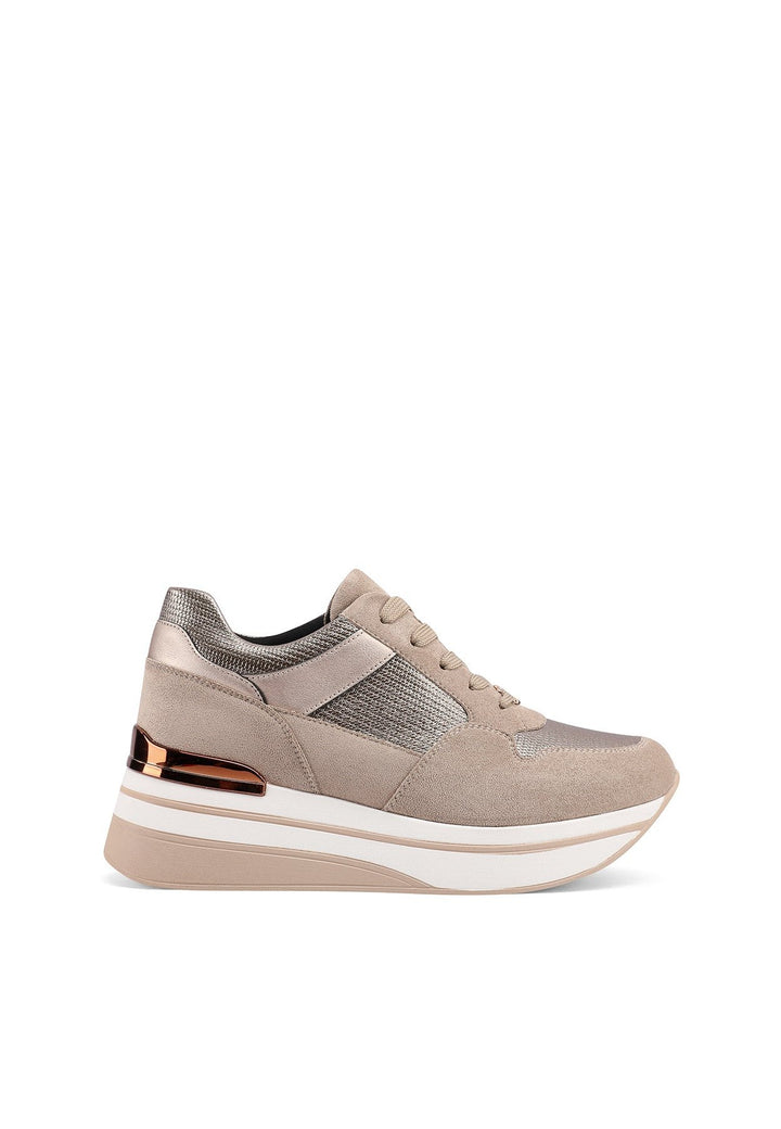 sneakers stringate con suola alta colore beige