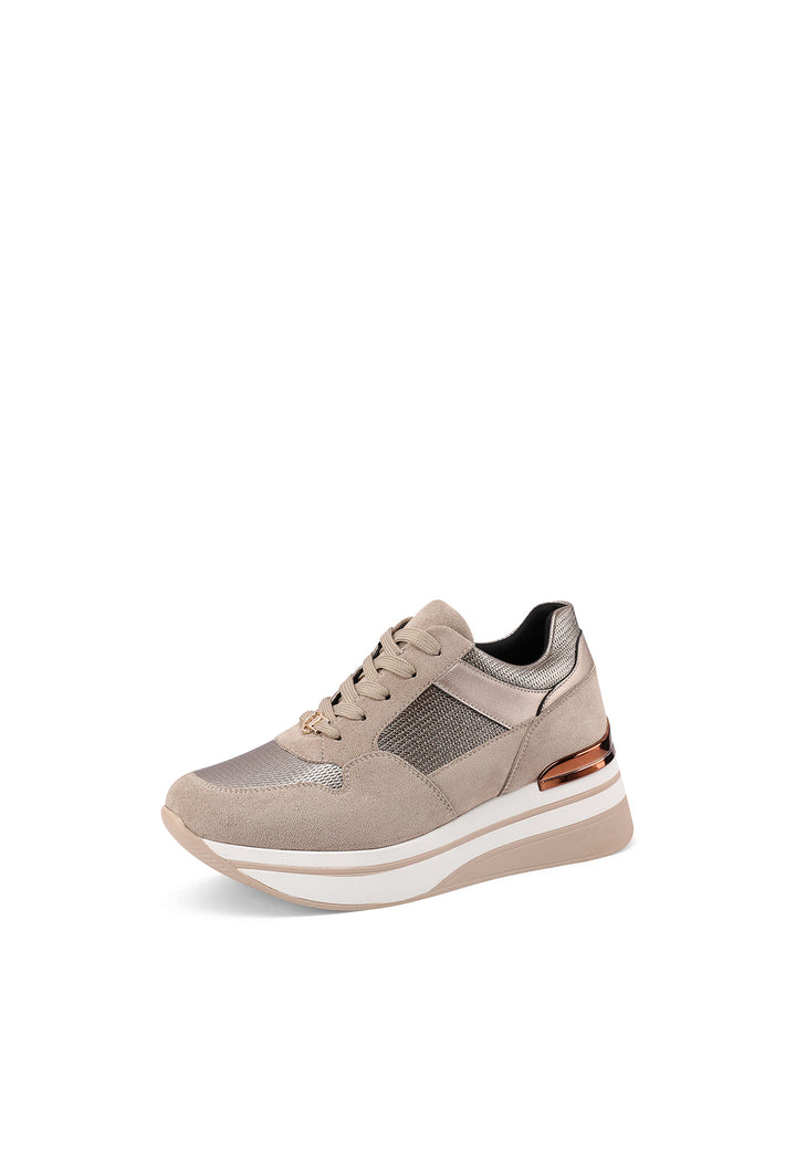 sneakers stringate con suola alta colore beige