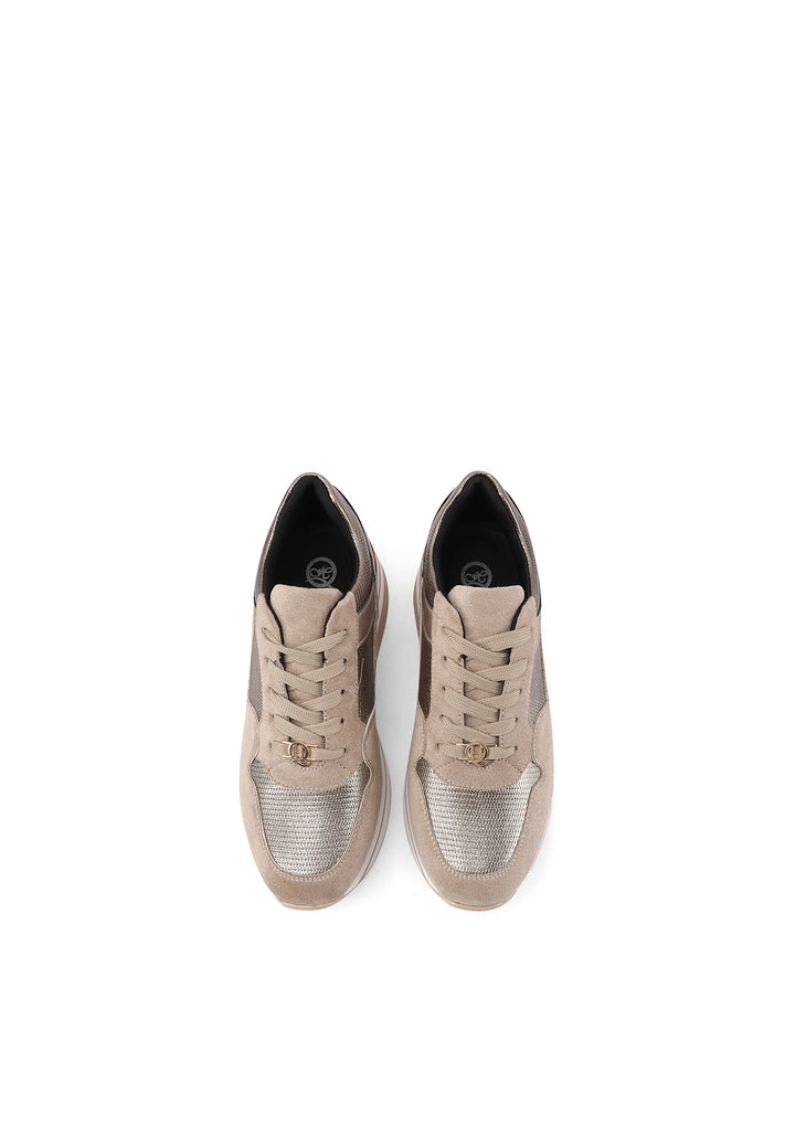 sneakers stringate con suola alta colore beige