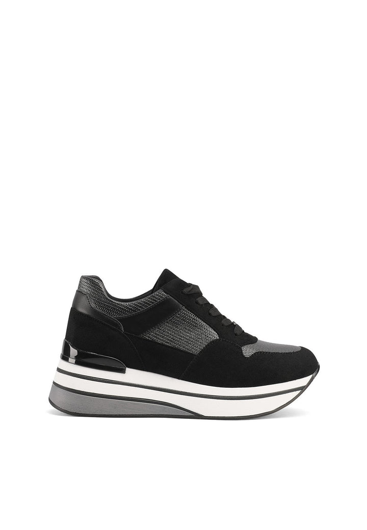 sneakers stringate con suola alta colore nero