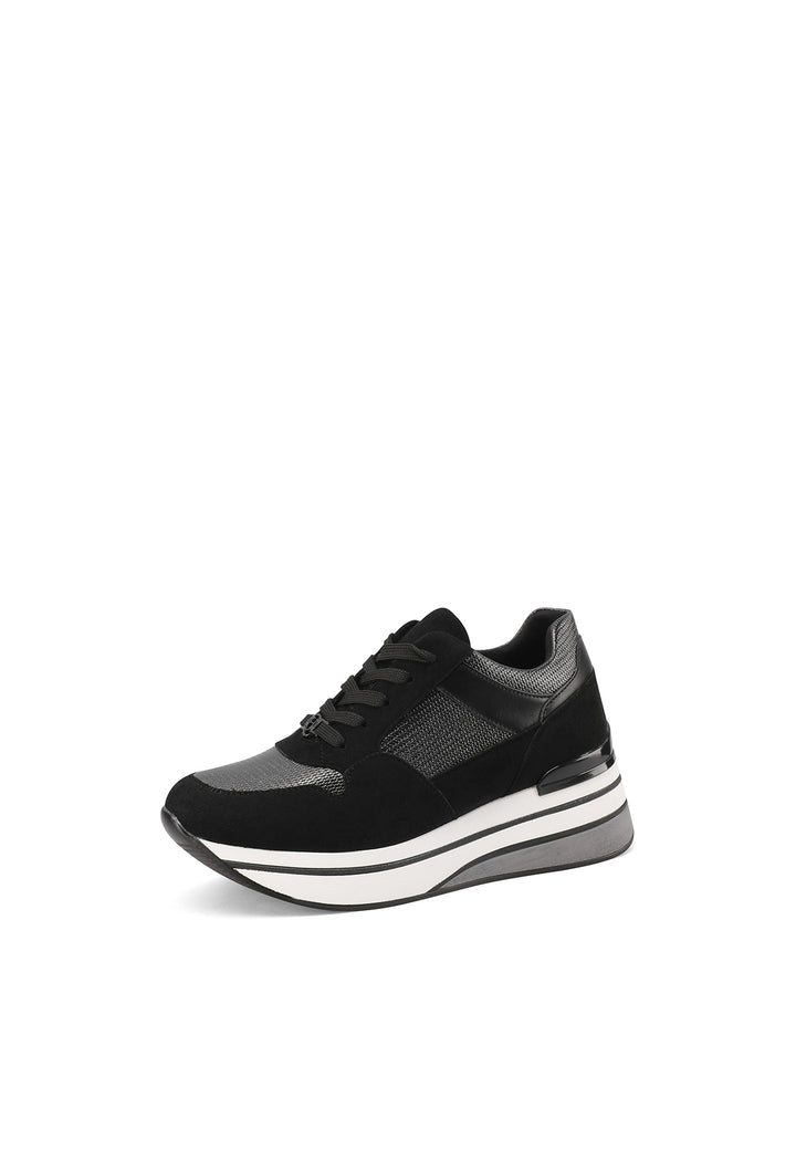 sneakers stringate con suola alta colore nero