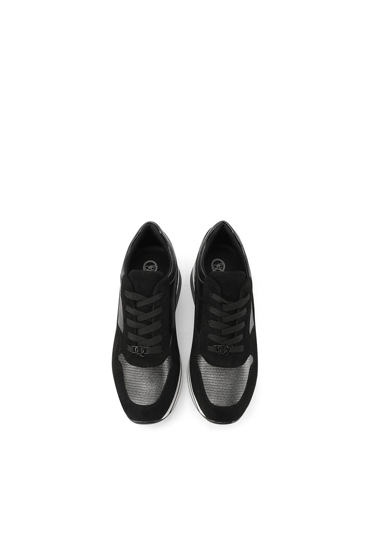 sneakers stringate con suola alta colore nero