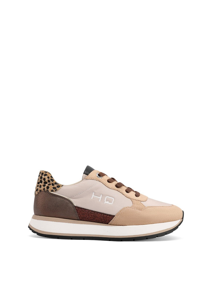 Sneakers stringate da donna colore beige