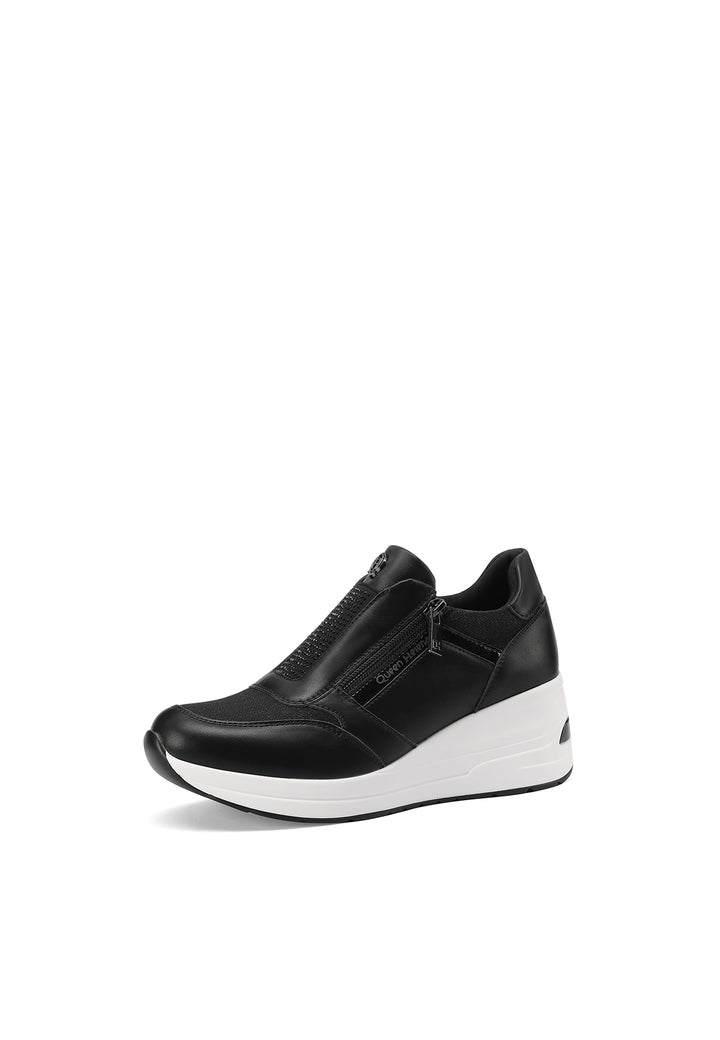 sneakers con zeppa e chiusura zip colore nero