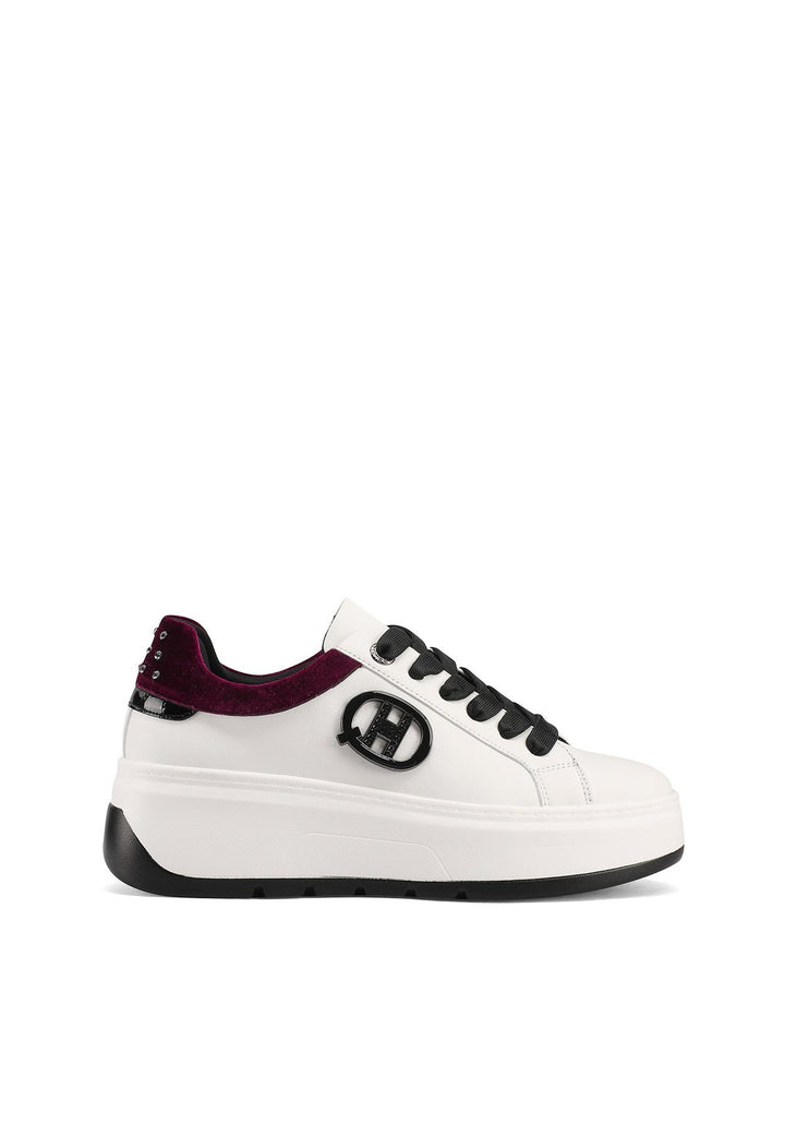 Sneakers stringate con suola alta colore bordeaux