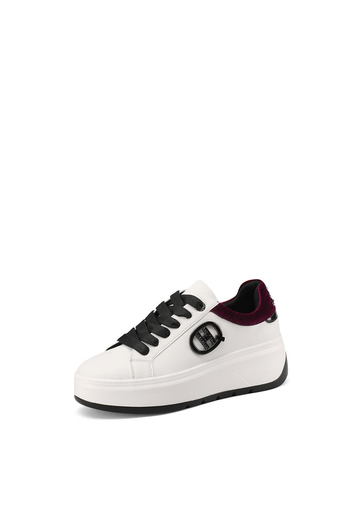 Sneakers stringate con suola alta colore bordeaux