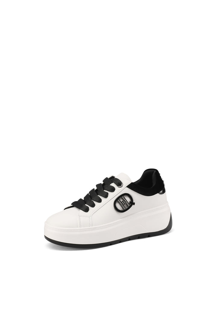 Sneakers stringate con suola alta colore bianco e nero