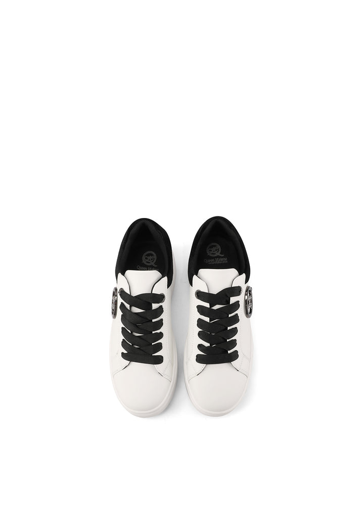 Sneakers stringate con suola alta colore bianco e nero