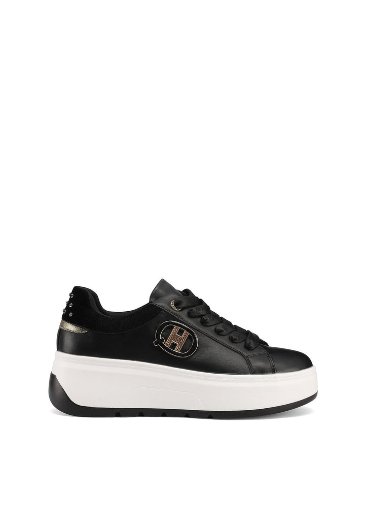 Sneakers stringate con suola alta colore nero