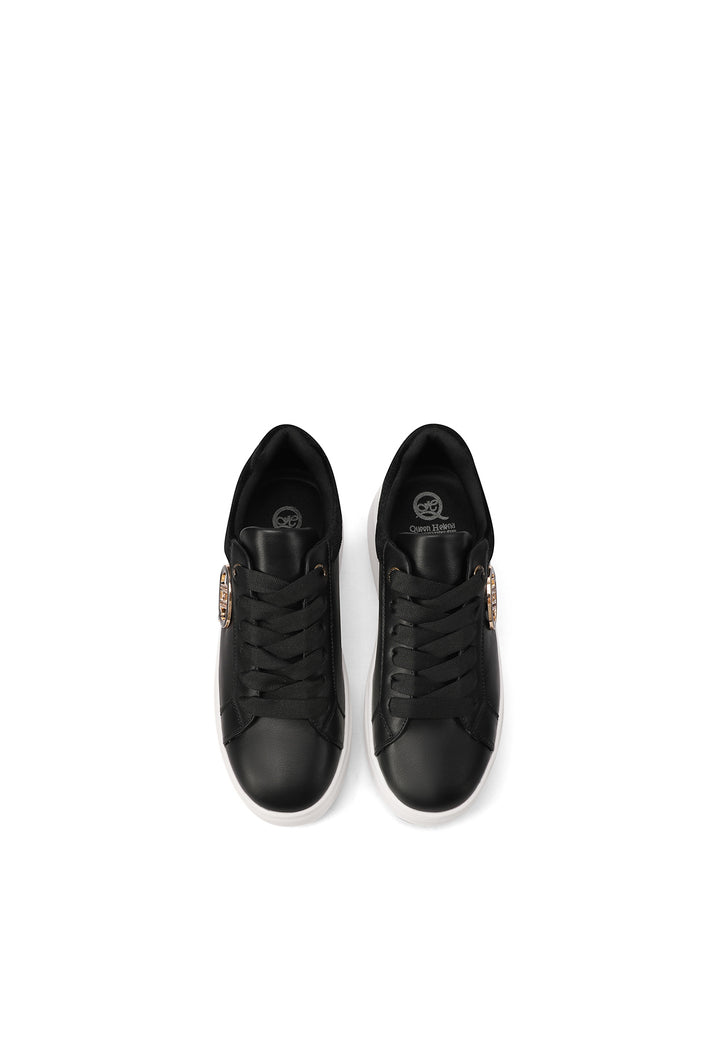 Sneakers stringate con suola alta colore nero