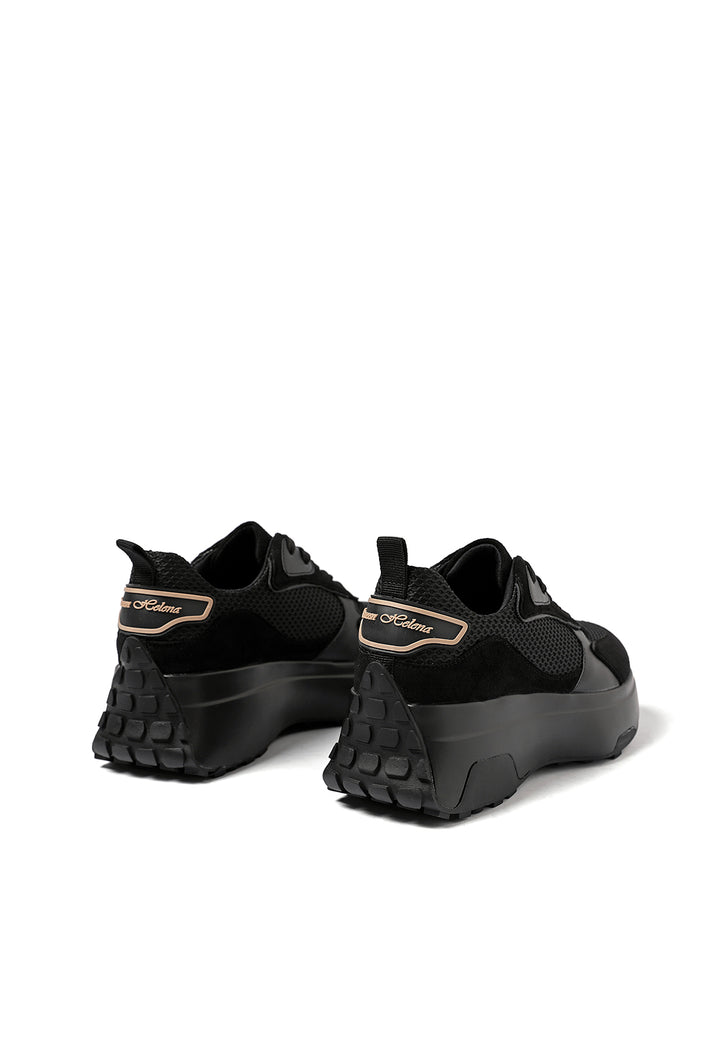 Sneakers stringate colore nero con platform