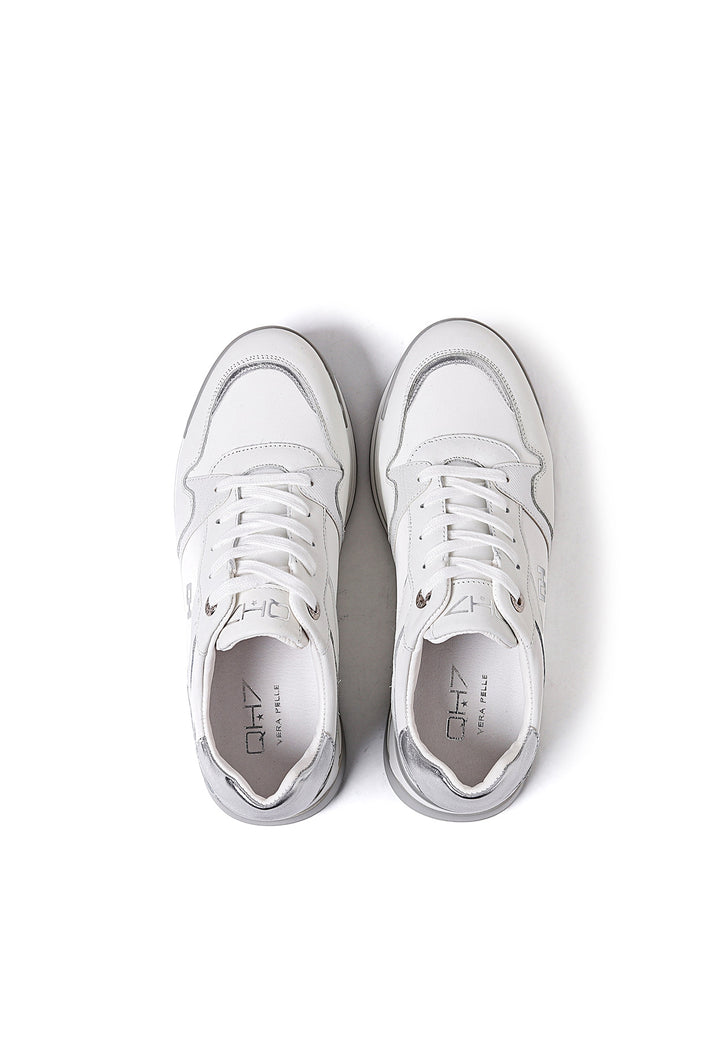 Sneakers in vera pelle con suola alta colore bianco