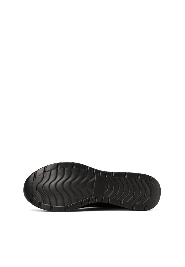 Sneakers da donna con zeppa in camoscio beige e inserti metallizzati argento