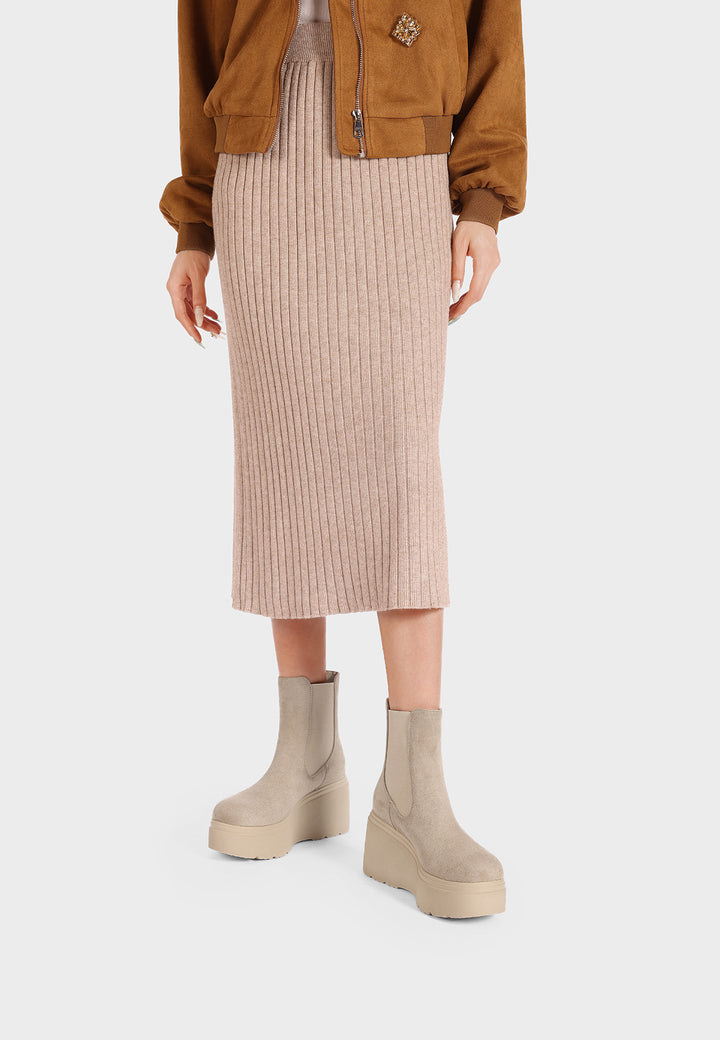 Stivaletti donna chelsea con zeppa alta platform Queen Helena beige
