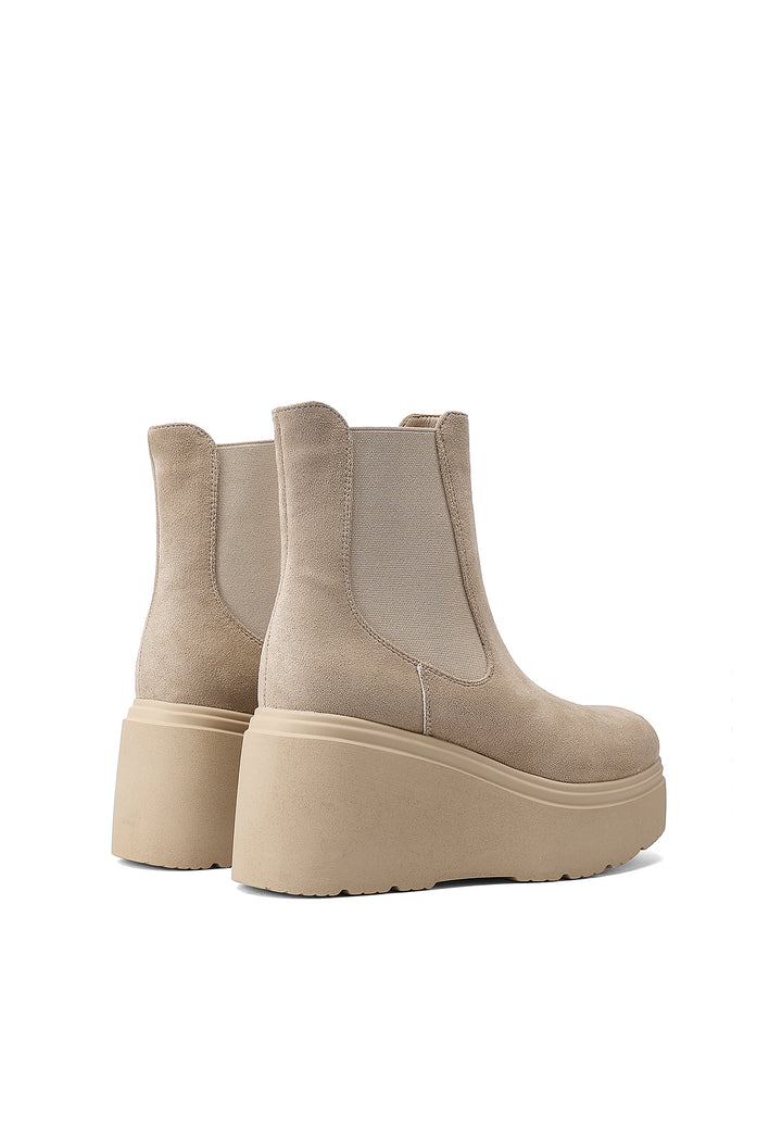 Stivaletti donna chelsea con zeppa alta platform Queen Helena beige