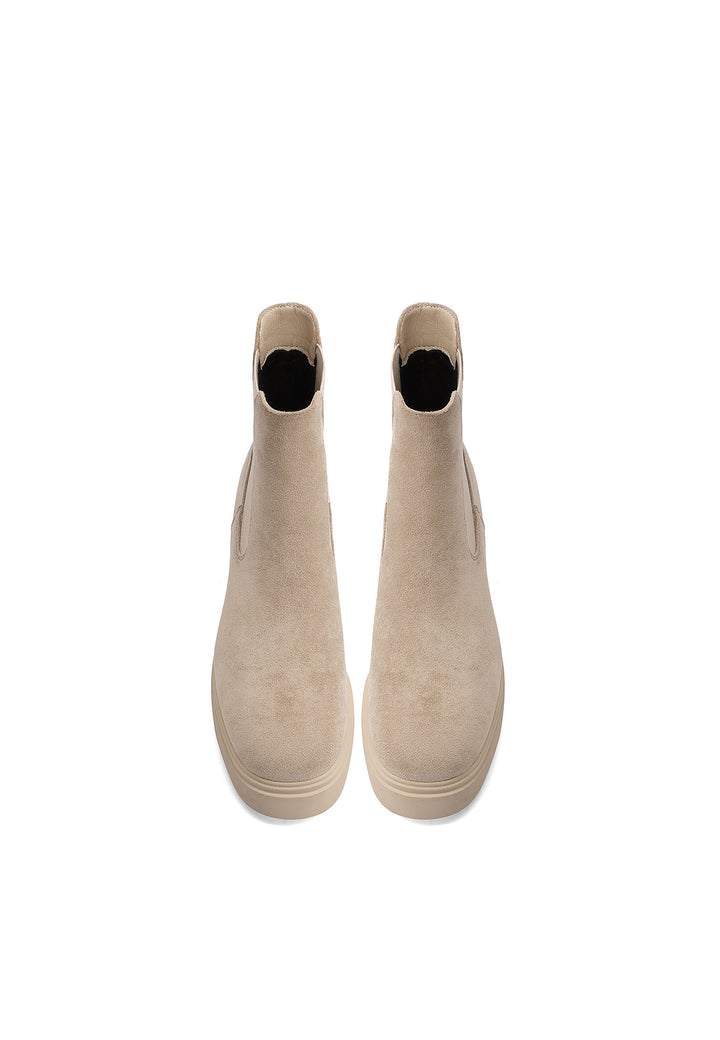 Stivaletti donna chelsea con zeppa alta platform Queen Helena beige