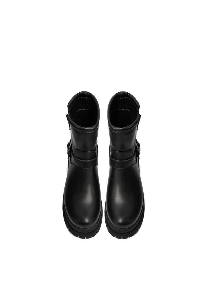 Stivaletti donna biker con fibbia e suola carrarmato Queen Helena