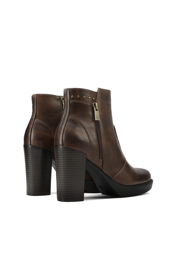 Stivaletti donna con tacco alto e plateau eleganti marroni Queen Helena