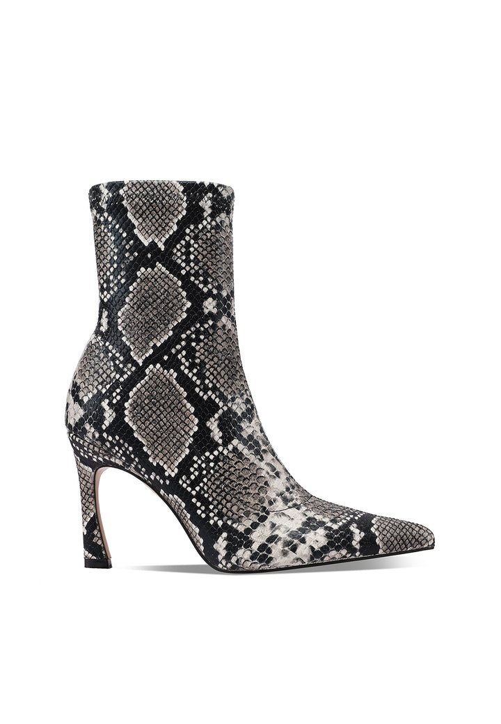 Stivaletti donna tronchetto a calza con tacco a spillo snake, Queen Helena