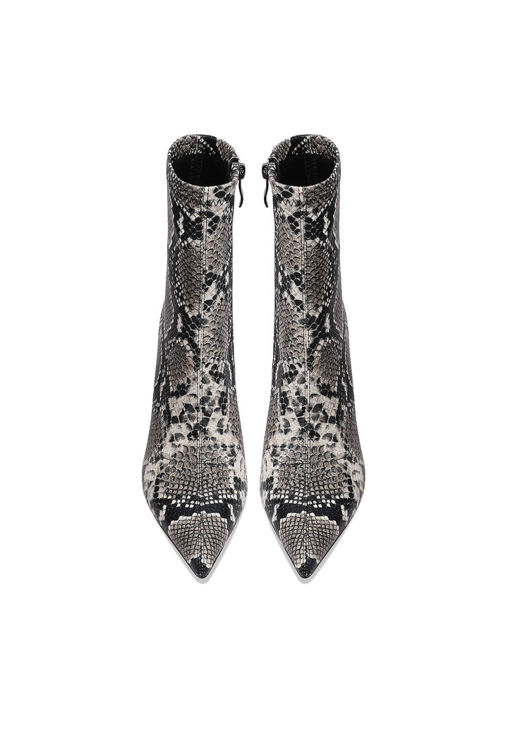 Stivaletti donna tronchetto a calza con tacco a spillo snake, Queen Helena