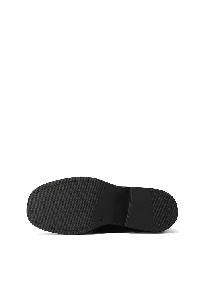 stivaletti da donna con gambale risvoltato in ecopelle nera queen helena X33-70