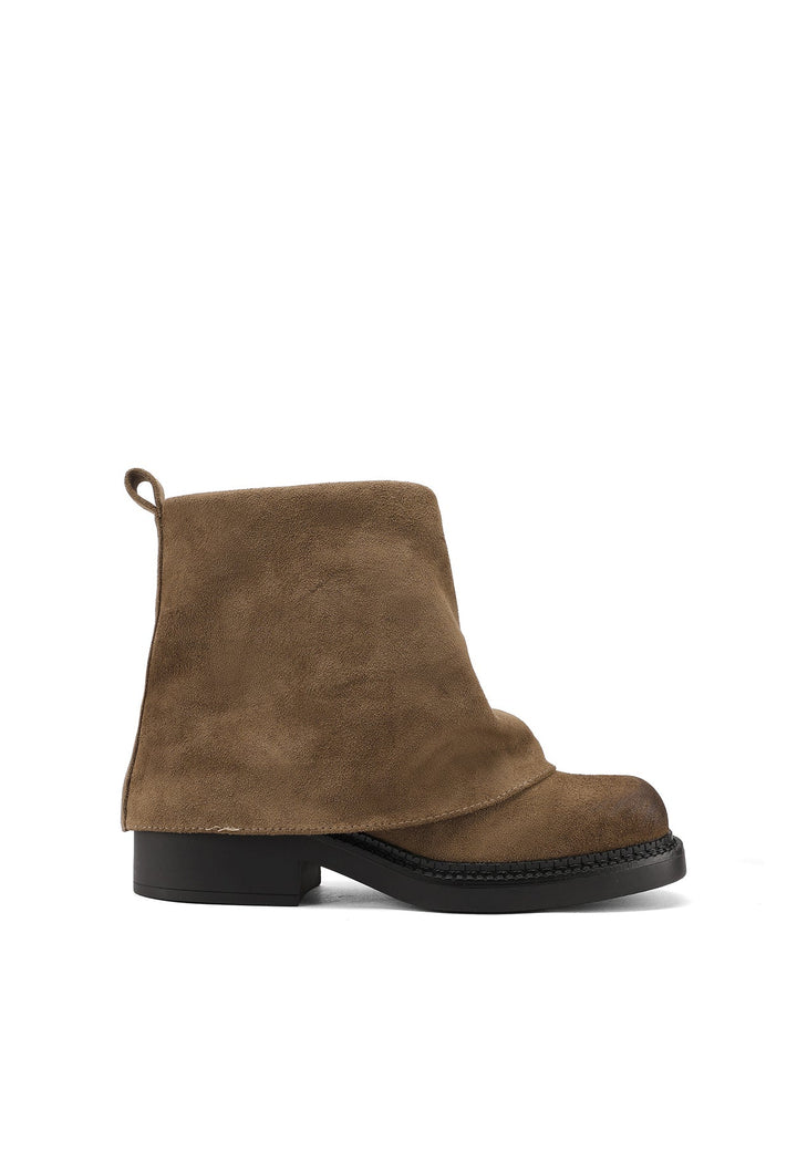 stivaletti da donna con gambale risvoltato in ecopelle khaki queen helena X33-70