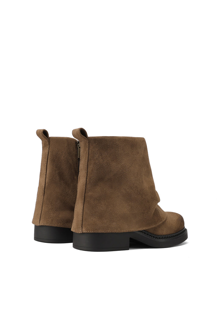 stivaletti da donna con gambale risvoltato in ecopelle khaki queen helena X33-70