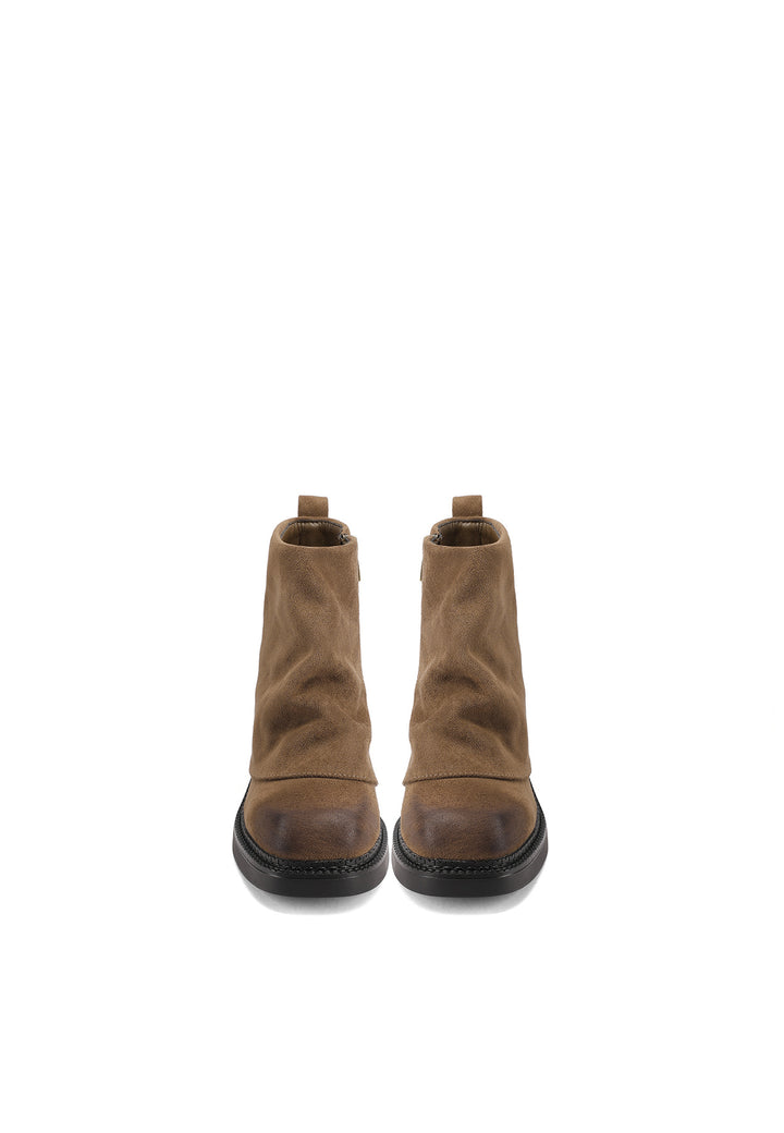 stivaletti da donna con gambale risvoltato in ecopelle khaki queen helena X33-70