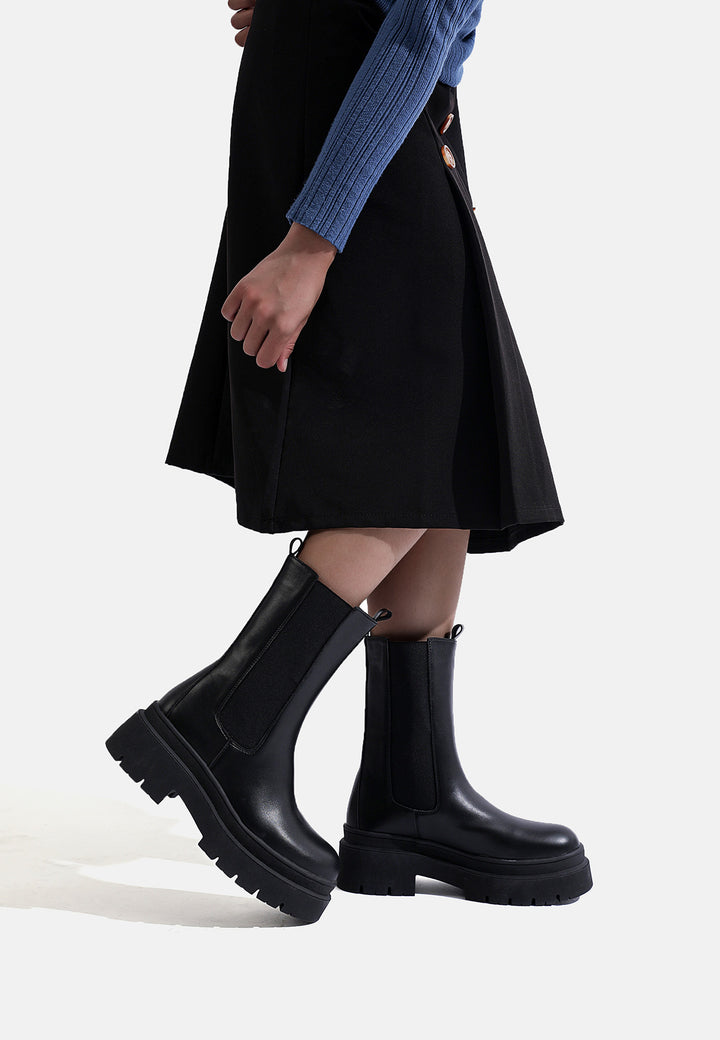 Stivali chelsea da donna in ecopelle colore nero