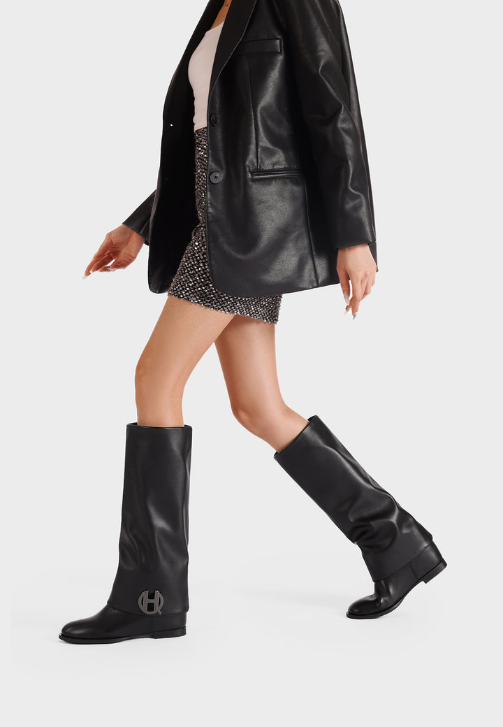 Stivali donna alti eleganti con tacco basso e gambale lungo