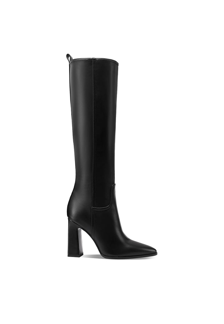 Stivali donna alti eleganti a punta con tacco largo