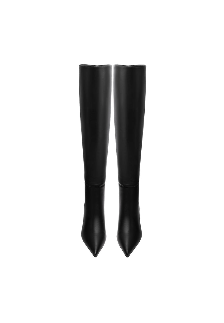 Stivali donna alti eleganti a punta con tacco a spillo neri