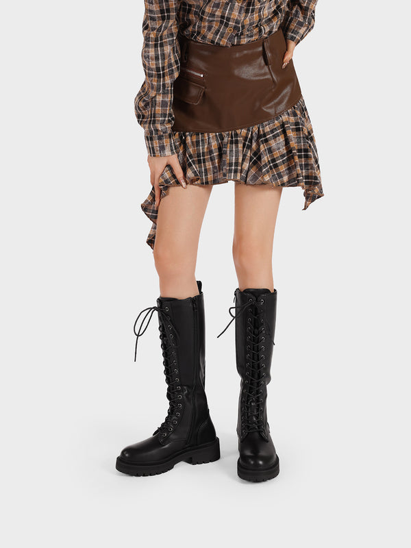 Stivali Donna Al Ginocchio Pelle Nappa Nero Tacco Largo Medio 6 Cm Made In Italy - Foto 11