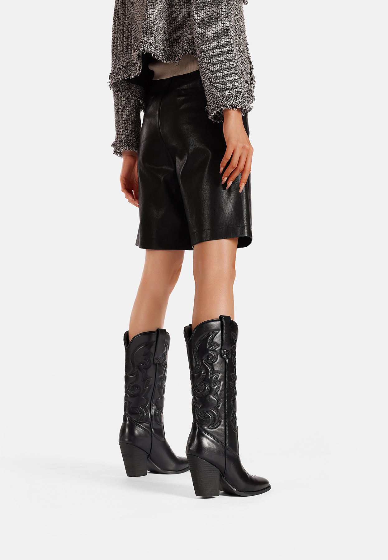 Stivali Lunghi Da Donna In Pelle Con Chiusura Lampo | Stivali Da Cowboy Alti, Eleganti E Versatili, Colore Marrone, Nero E Beige, Disponibili In Varie Taglie