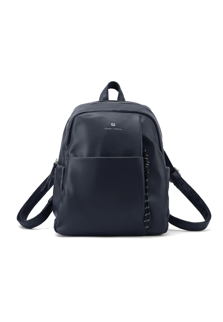 Zainetto donna grande in ecopelle con tasca frontale blu