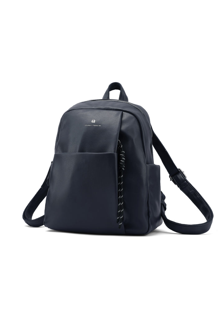 Zainetto donna grande in ecopelle con tasca frontale blu