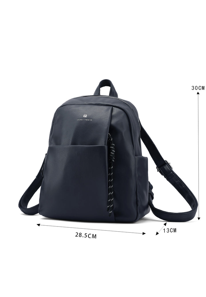 Zainetto donna grande in ecopelle con tasca frontale blu