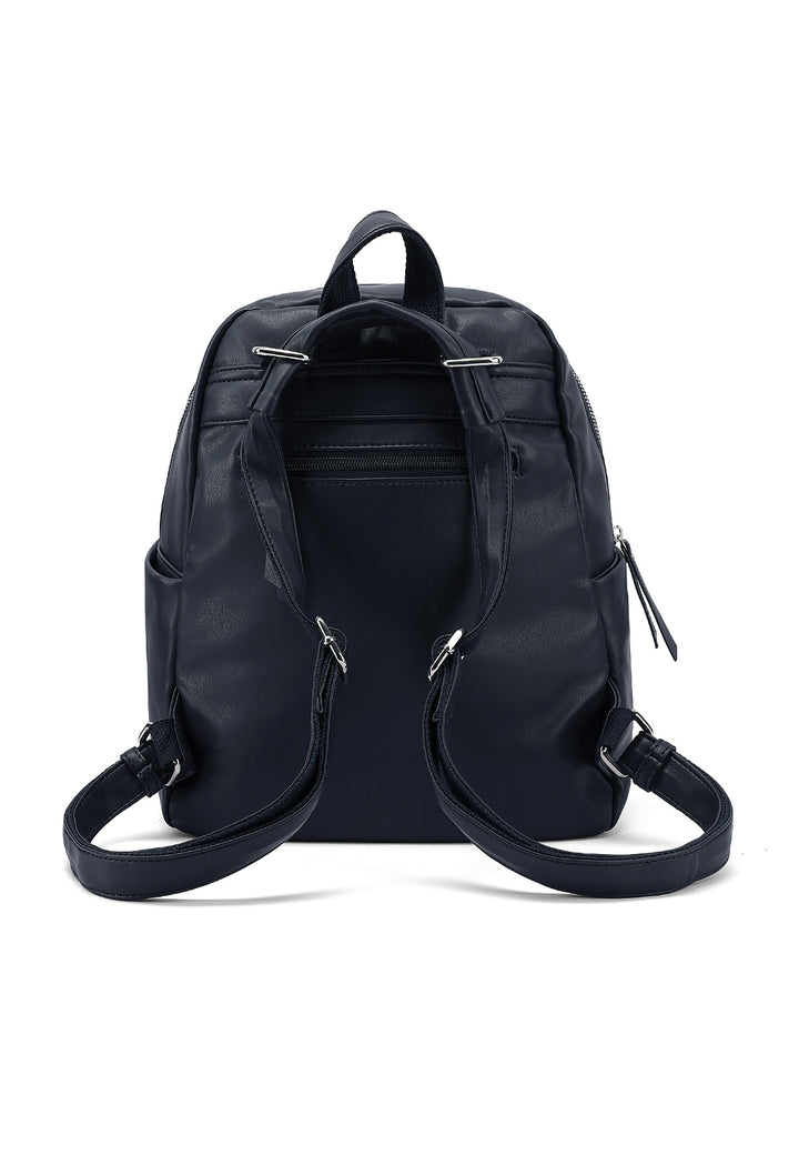 Zainetto donna grande in ecopelle con tasca frontale blu