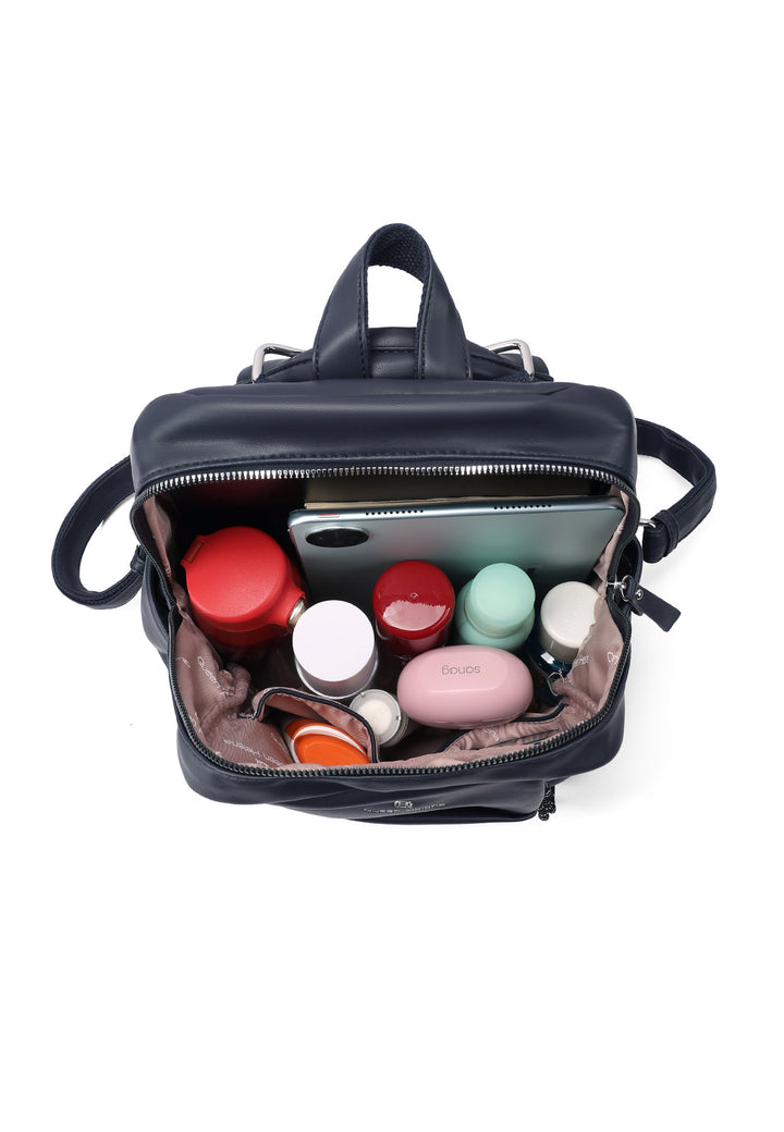 Zainetto donna grande in ecopelle con tasca frontale blu