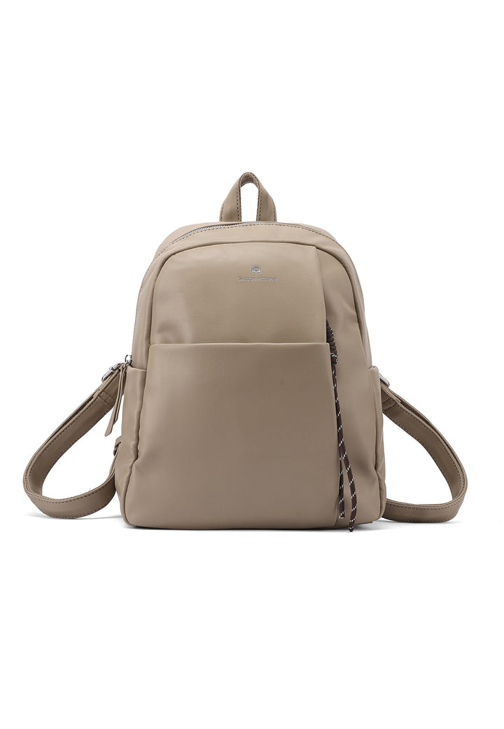 Zainetto donna grande in ecopelle con tasca frontale khaki