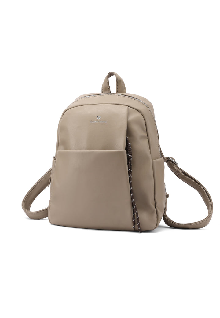 Zainetto donna grande in ecopelle con tasca frontale khaki