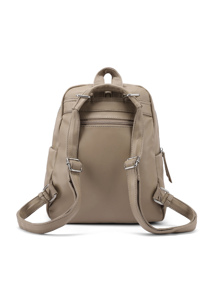 Zainetto donna grande in ecopelle con tasca frontale khaki