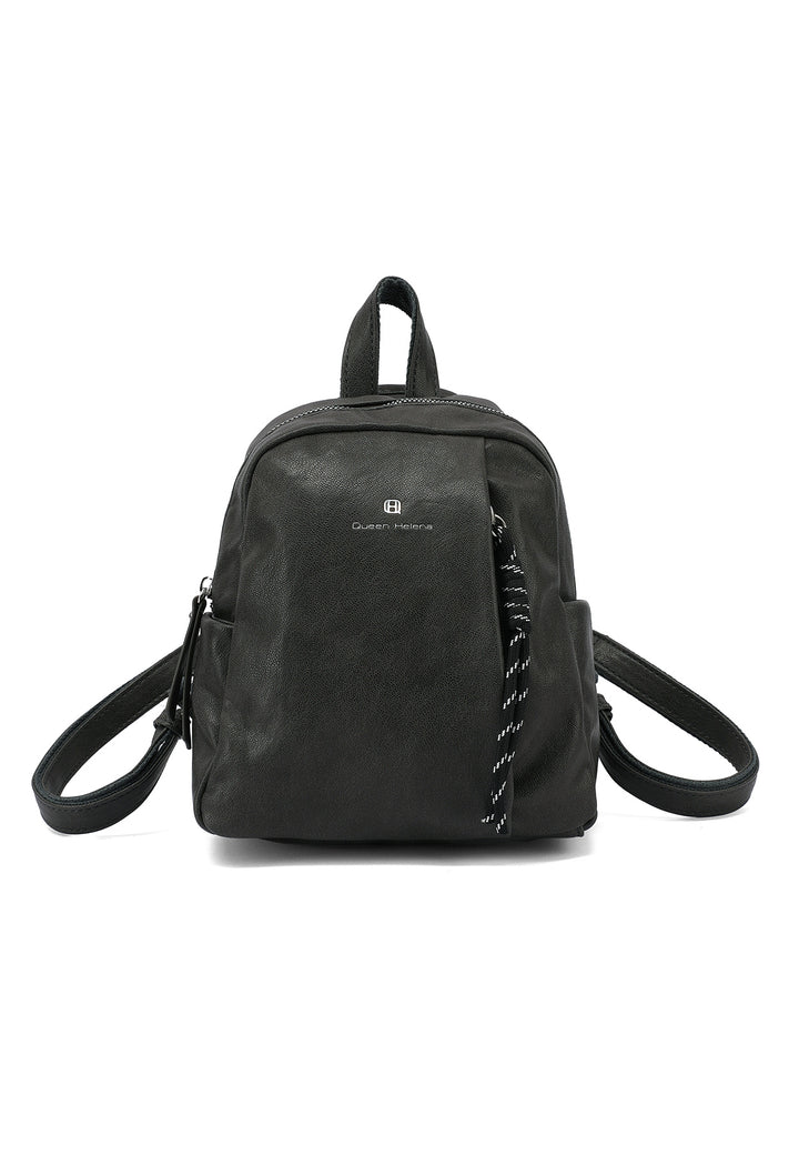 Zainetto donna piccolo in ecopelle con tasche laterali, grigio