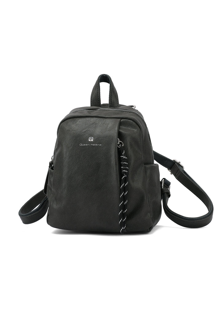 Zainetto donna piccolo in ecopelle con tasche laterali, grigio